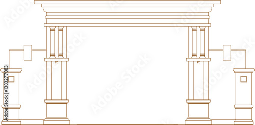 silhouette design vector illustration sketch image of iron fence gate trellis classic vintage minimalist ethnic europe