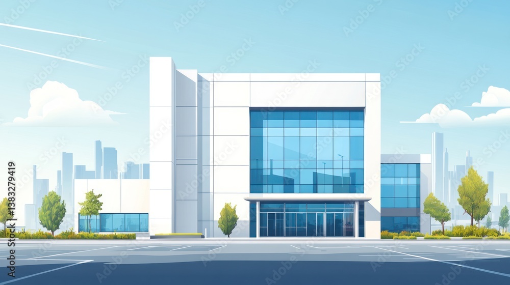 Modern office building, city skyline background (1) Modern office building, city skyline background (1)
