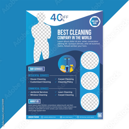 Cleaning service business promotion flyer design template