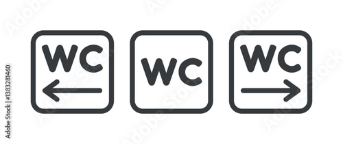 Wc toilet icon with direction line icon editable stroke vector image for public places