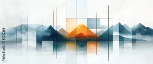 Obraz  z motywem Abstract Mountain Reflection