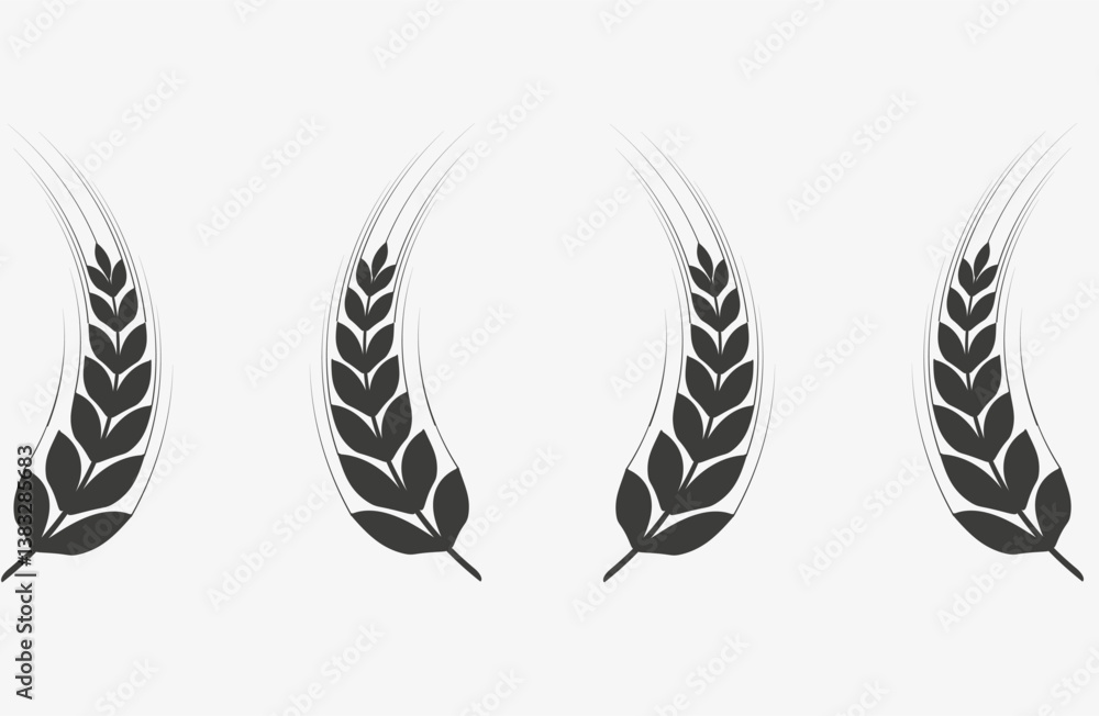 Ears of wheat symbols. Wheat silhouettes. Wheat vector icons
Ears of wheat symbols. Wheat silhouettes. Wheat vector icons