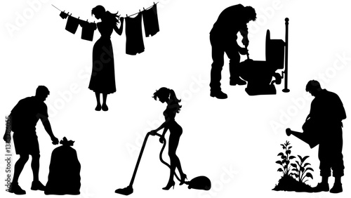 Stylish silhouettes set of daily life