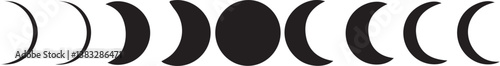Moon Phases Silhouette Vector Set