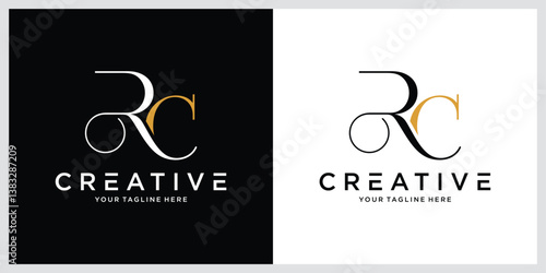 Simple initial RC letter vector logo design