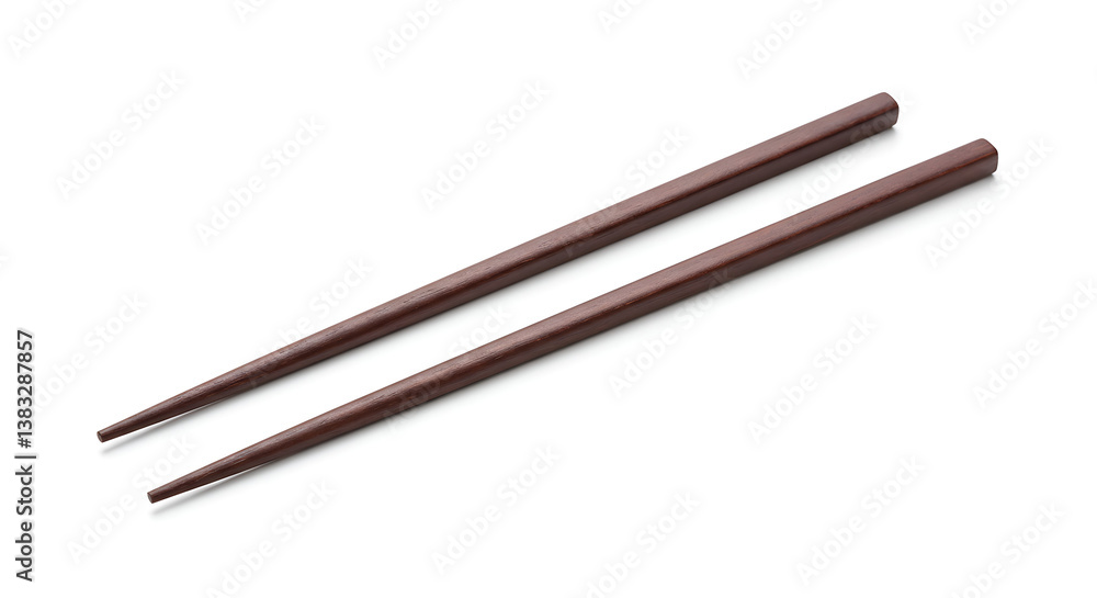 Elegant and natural wooden chopsticks, featuring a multi-faceted design, supported by a minimalist rest on a light surface, ideal for culinary and Asian dining themes. Elegant and natural wooden chopsticks, featuring a multi-faceted design, supported by a minimalist rest on a light surface, ideal for culinary and Asian dining themes.