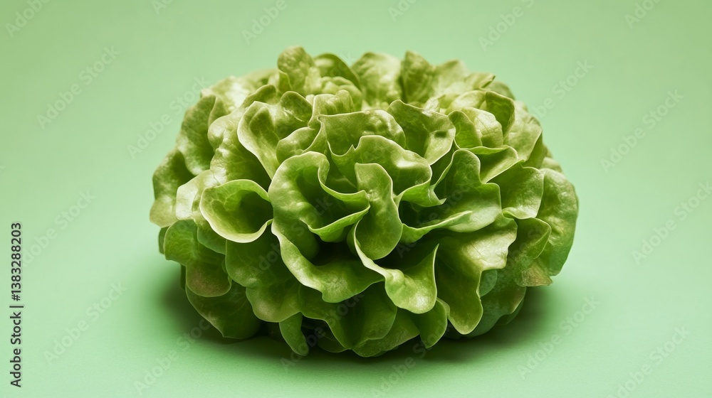 Fototapeta premium Fresh Butterhead Lettuce in Close-Up, Showcasing Nature's Vibrant Beauty and Delicate Texture