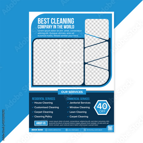 Cleaning service flyer creative template with sports event cleaning poster and brochure cover design