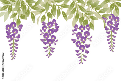 藤の花のイラストフレーム3