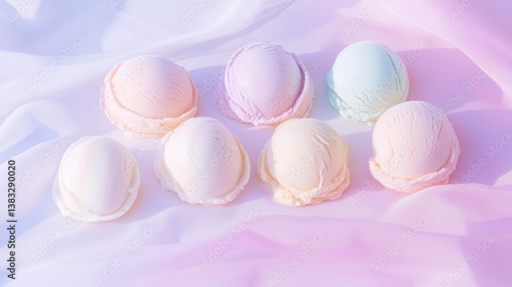 Fototapeta premium Colorful rainbow ice cream scoops pattern in pastel tones