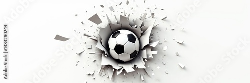Dynamic Soccer Ball Breaking Through a White Wall