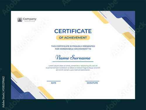 Colorful mosaic certificate template vector design