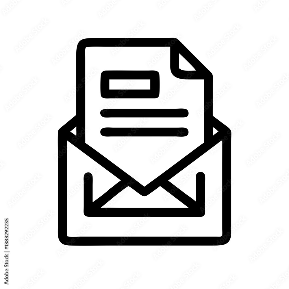 Document with an envelope symbol silhouette Document with an envelope symbol silhouette