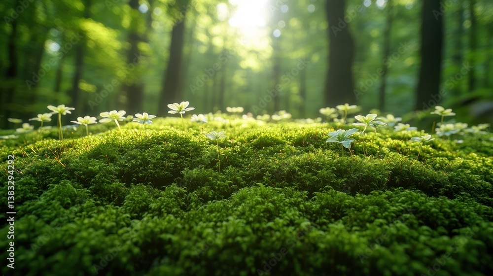 Forest floor moss and flowers Forest floor moss and flowers
