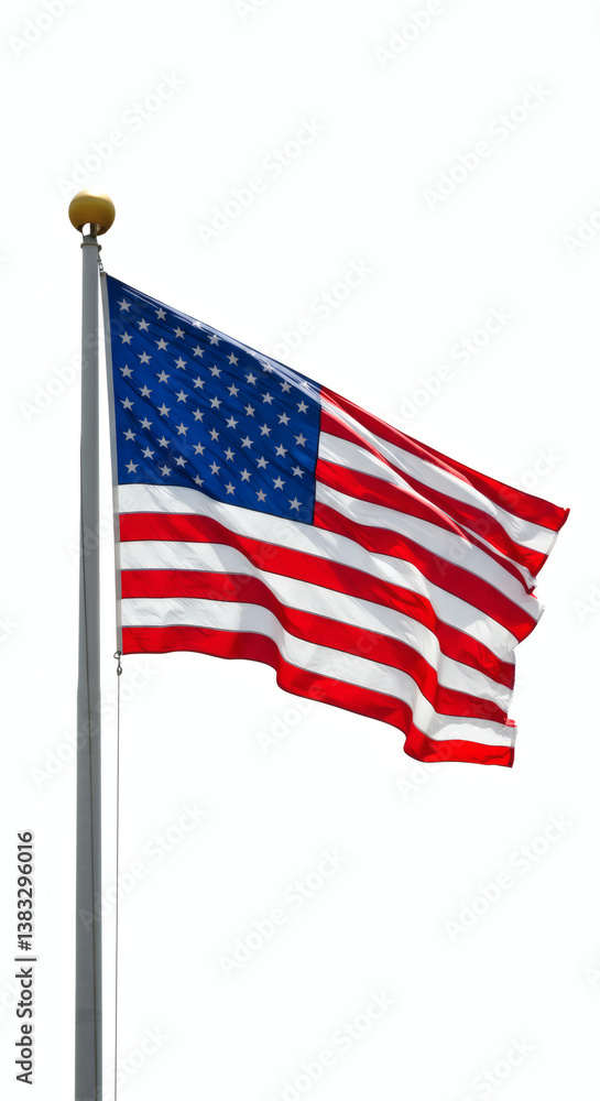 Fototapeta premium American flag waving proudly against a clear sky 