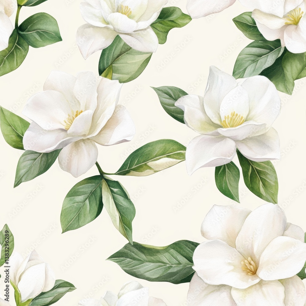 Elegant White Magnolia Flowers on Soft Light Background Design Elegant White Magnolia Flowers on Soft Light Background Design