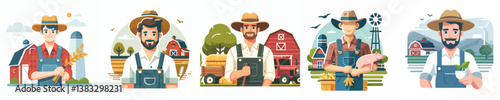 vector set of farmers