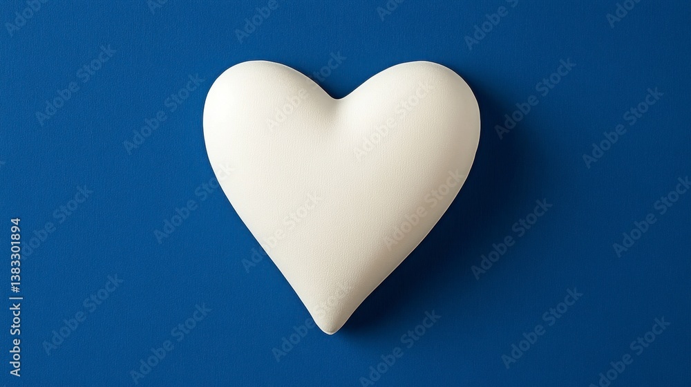 White Textured Heart on Deep Blue Background White Textured Heart on Deep Blue Background