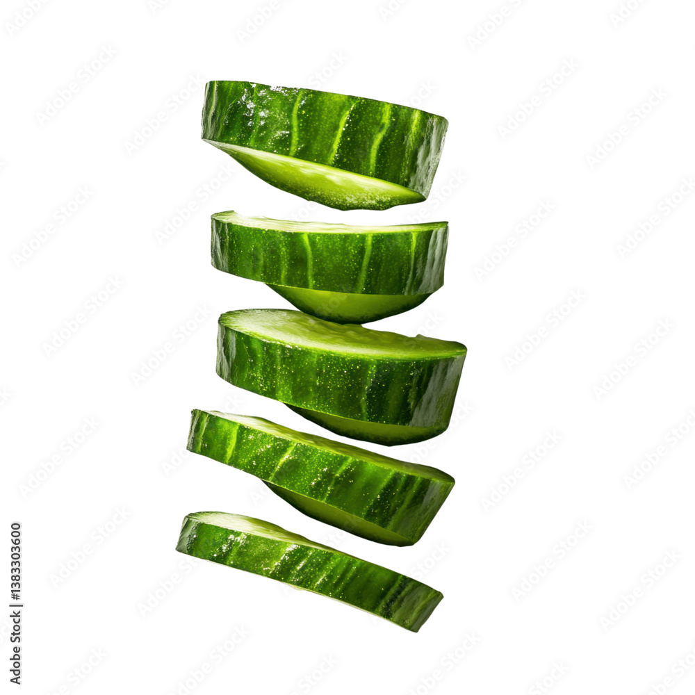 Obraz premium cucumber slices isolated on transparent background