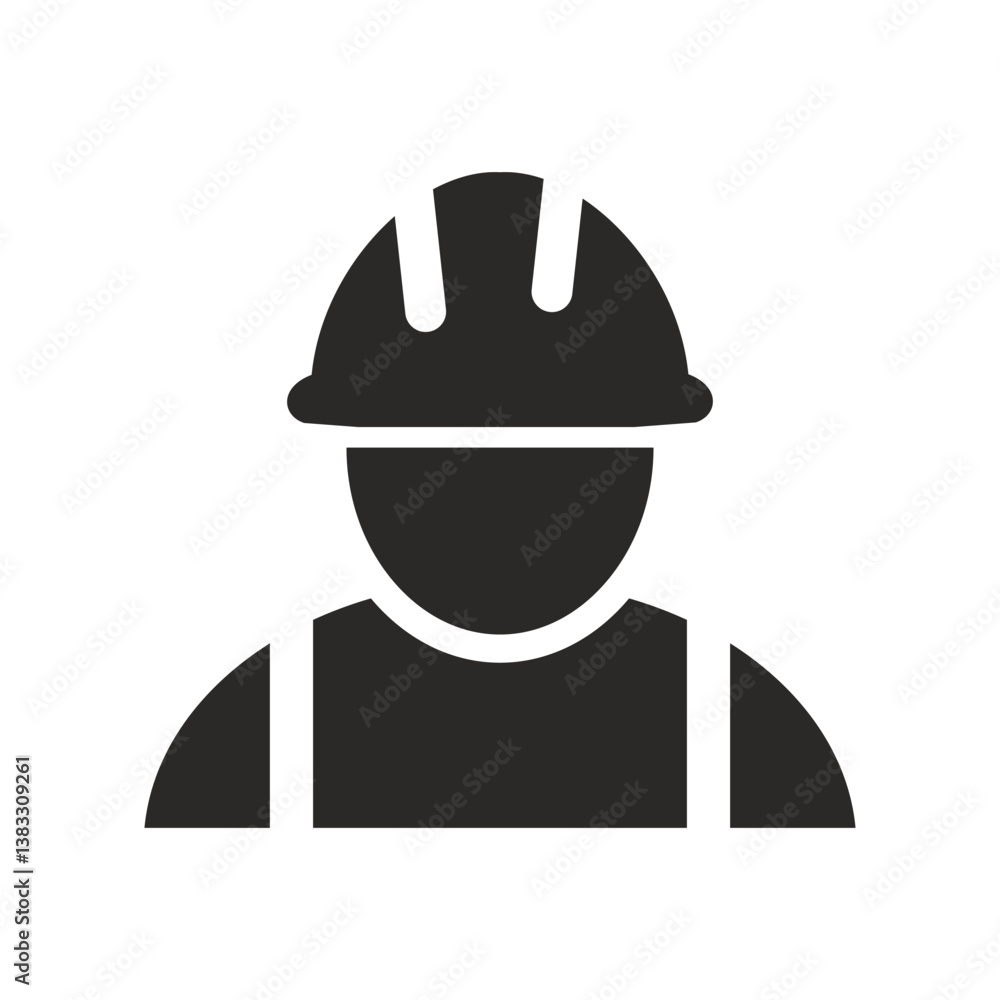Black Construction Worker Icon - Vector Illustration Black Construction Worker Icon - Vector Illustration