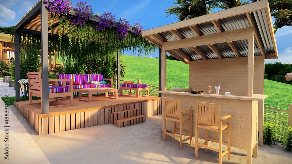 Fototapeta premium Eco resort park, convention center design concept for Tourist and Family programs