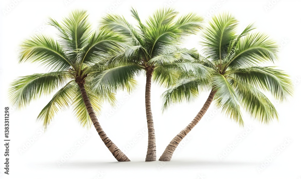 Obraz premium three palm trees standing in the bright light with the shadow on the surface
