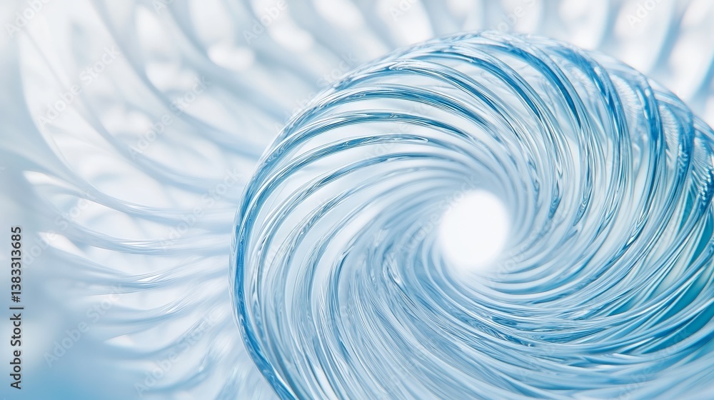 Obraz premium Light blue spiral wire pattern, abstract gradient design, soft focus, creative concept.