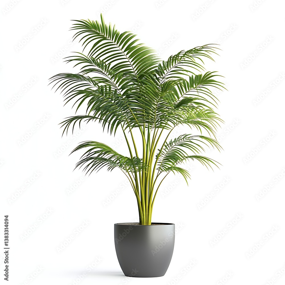 Elegant Palm in Gray Pot: A vibrant palm stands tall in a modern gray pot. The lush green leaves provide a refreshing touch. Elegant Palm in Gray Pot: A vibrant palm stands tall in a modern gray pot. The lush green leaves provide a refreshing touch.