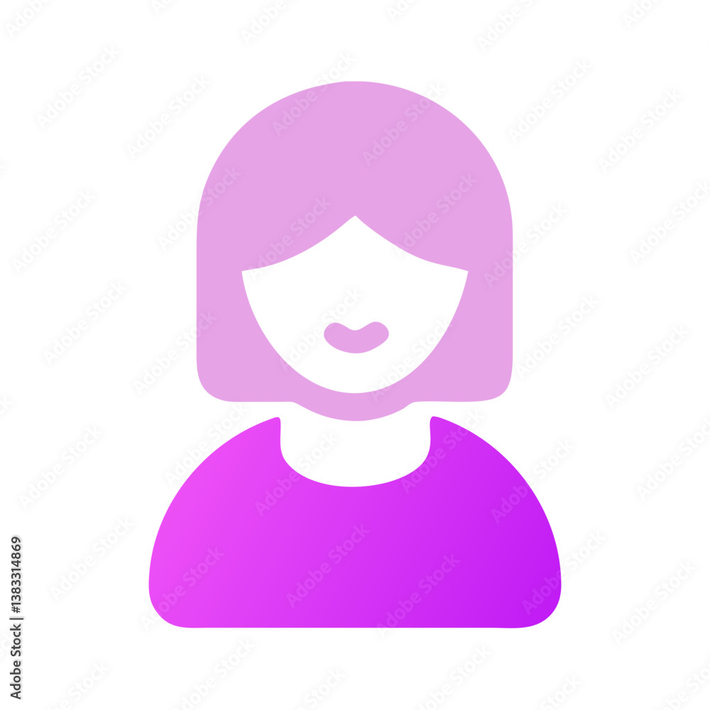 Purple gradient female avatar icon symbol illustration design Purple gradient female avatar icon symbol illustration design