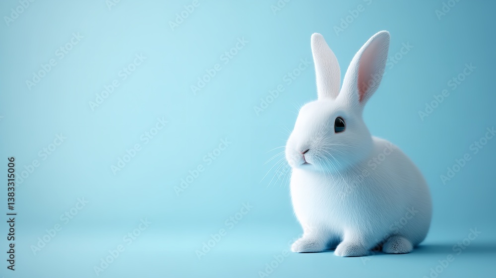 Obraz premium Minimalistic modern Easter bunny wallpaper on blue background