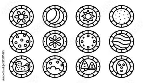 hand drawn circle doodle sketch frame set isolated