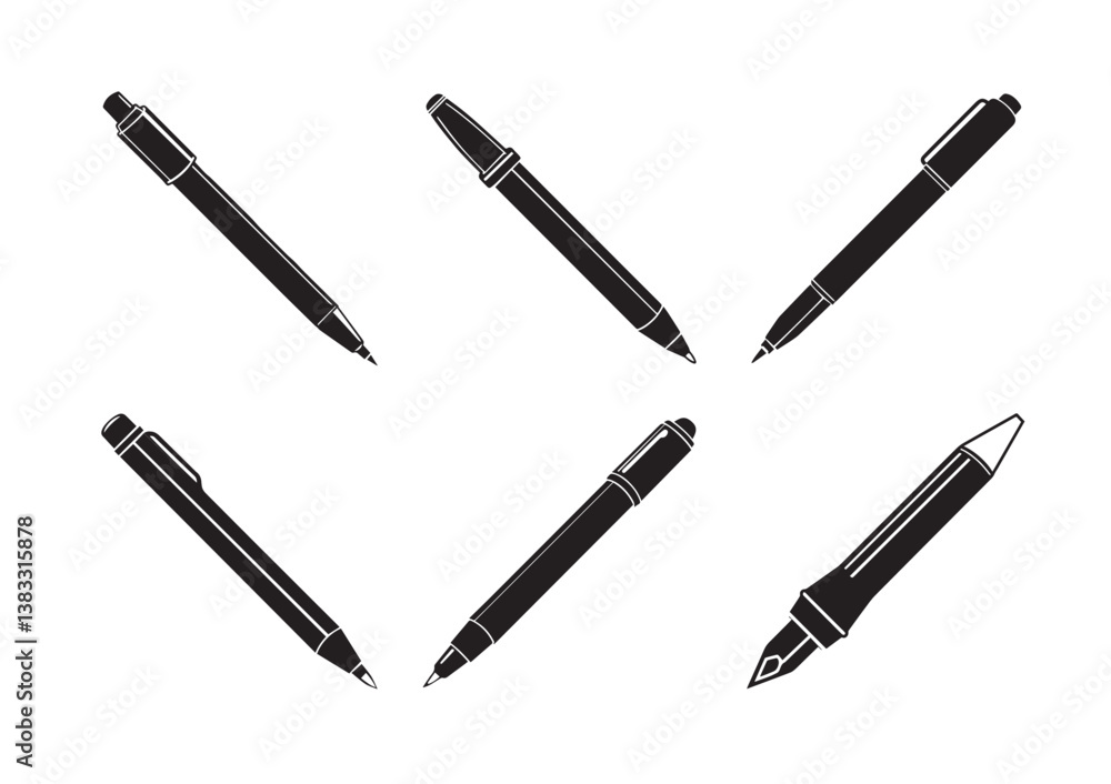 Pen silhouette Vector Set Pen silhouette Vector Set
