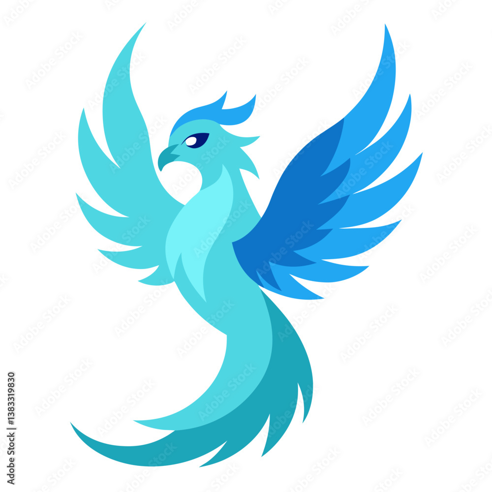 Fototapeta premium A phoenix with ice-blue feathers