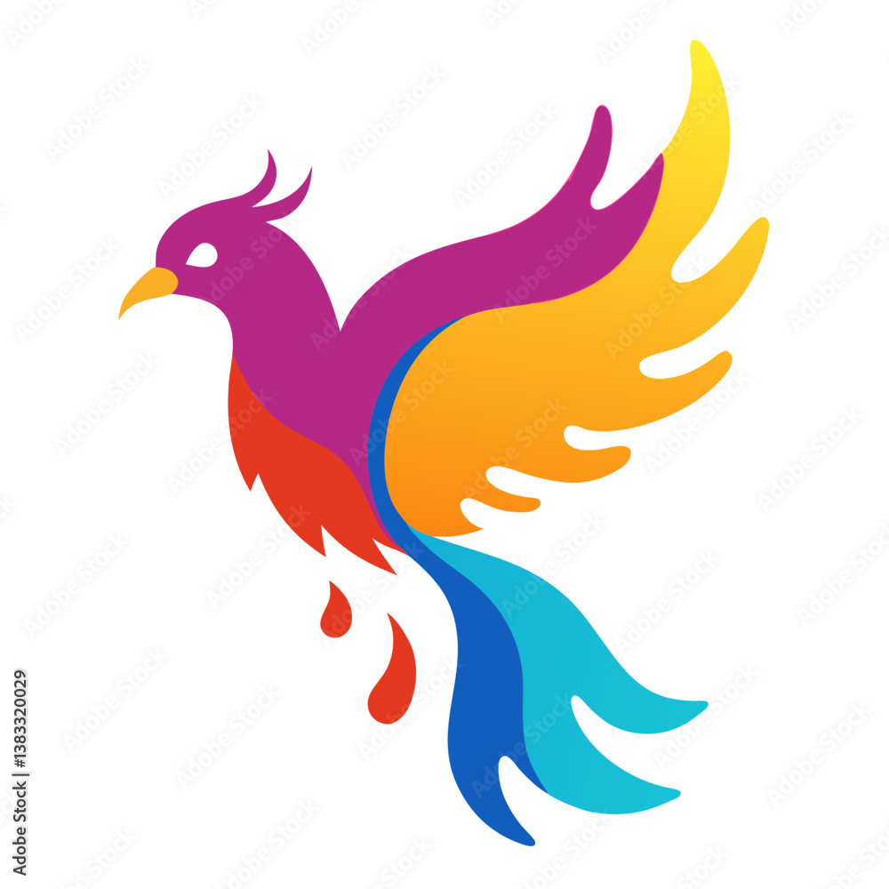 A bird formed from flowing ink and vibrant colors