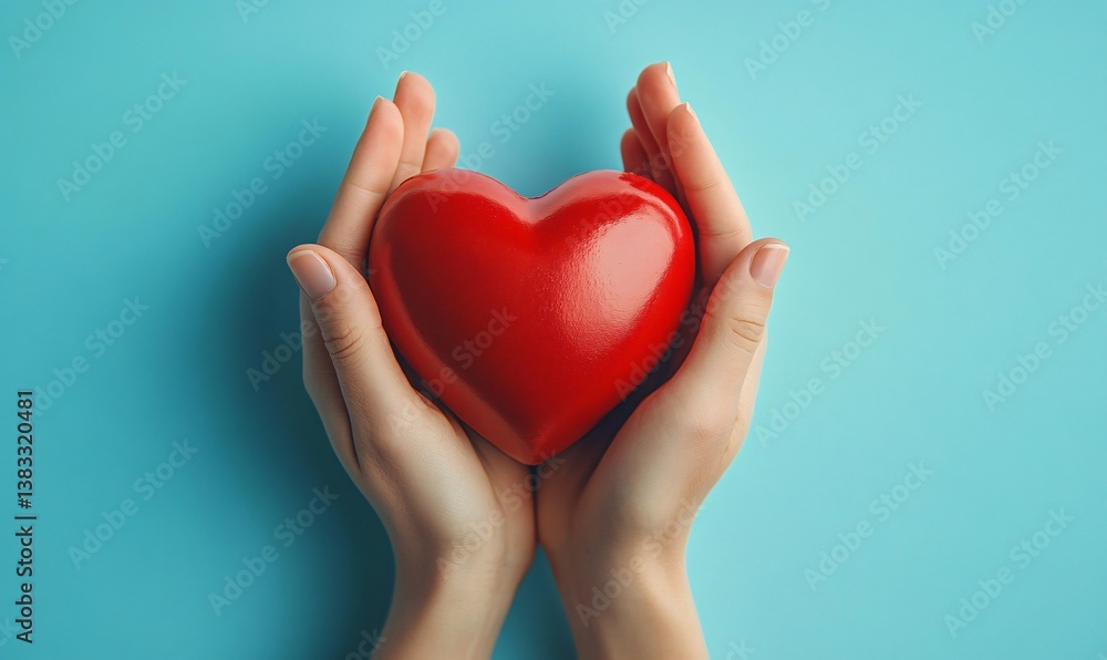 A photo of gentle hands cradling a vibrant red heart, ideal for Valentine's Day, mental health awareness campaigns, and expressions of love or care. A photo of gentle hands cradling a vibrant red heart, ideal for Valentine's Day, mental health awareness campaigns, and expressions of love or care.