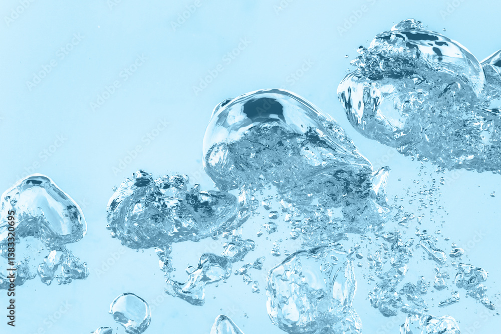 Many air bubbles in clean water, closeup Many air bubbles in clean water, closeup