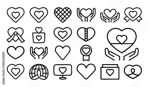 heart  love  charity related editable stroke outli