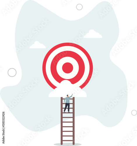 Mistake and error causing business problem and missing goal, disappointment or mission fail, hopeless on unreachable target concept.flat character life .