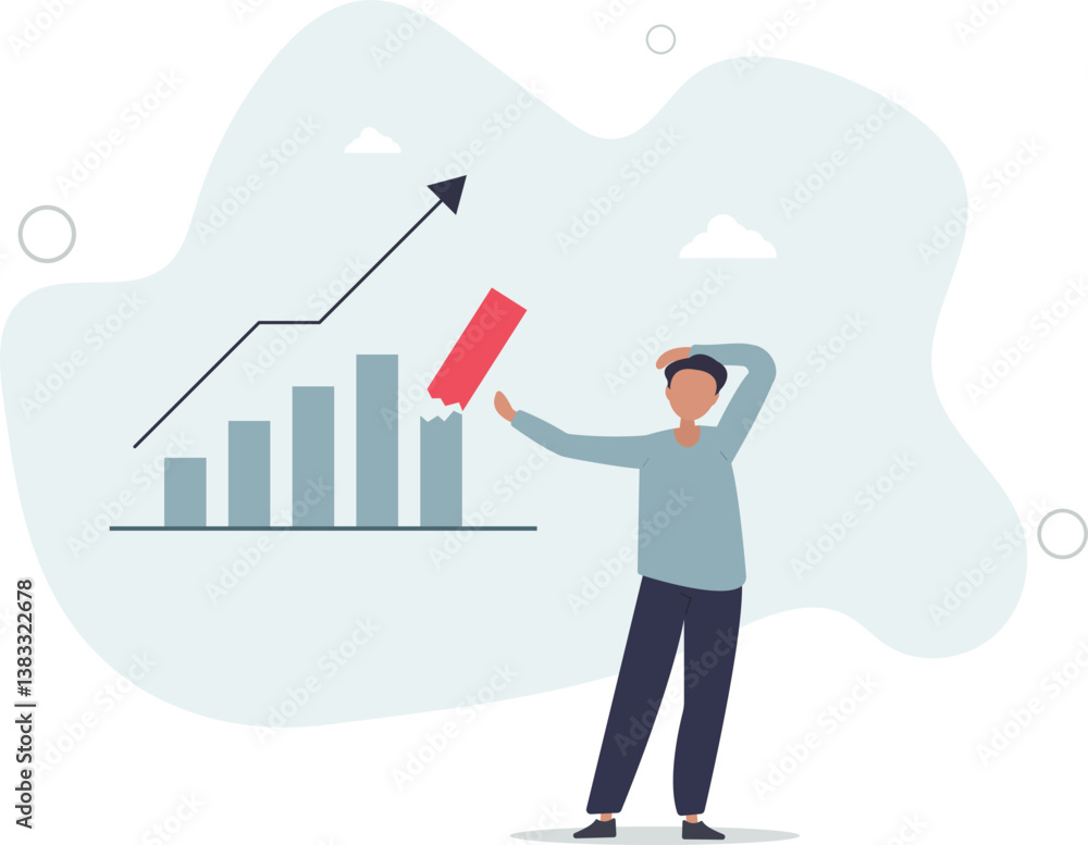 Economic recession from high inflation, stock market crash, crisis or depression,flat character life . Economic recession from high inflation, stock market crash, crisis or depression,flat character life .