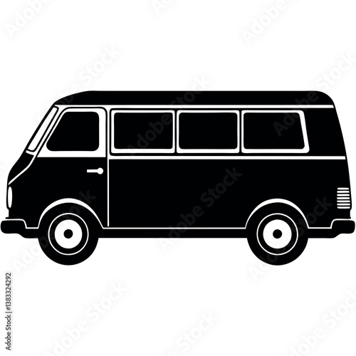 Clean Mini Van Silhouette Illustration Ideal for Vehicle & Transport Branding