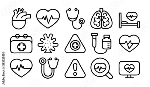 heart attack related editable stroke outline icon