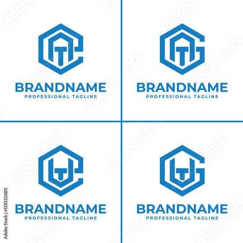 Letters EAT GAT EUT GUT Hexagon Logo, suitable for any business