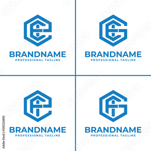 Letters EEI GEI EFI GFI Hexagon Logo, suitable for any business