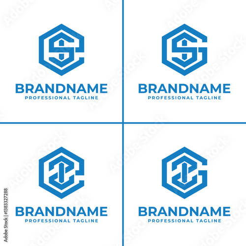 Letters ESI GSI EZI GZI Hexagon Logo, suitable for any business