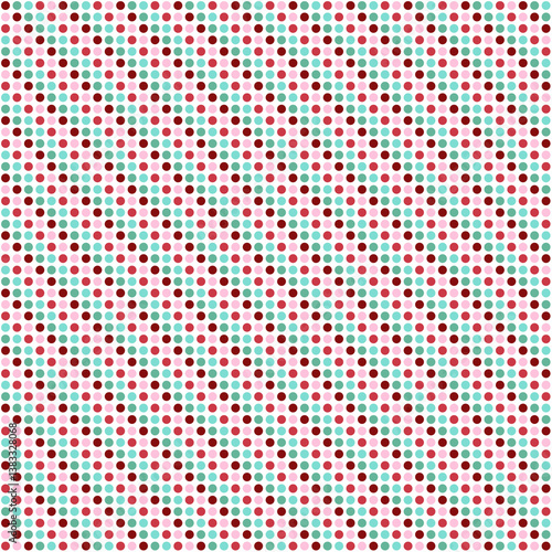 Wallpaper Mural Seamless diagonal micro polka dot pattern with red and teal dots on a white background. Bold, dynamic, and modern design ideal for backgrounds, textiles, packaging, and digital graphic projects. Torontodigital.ca