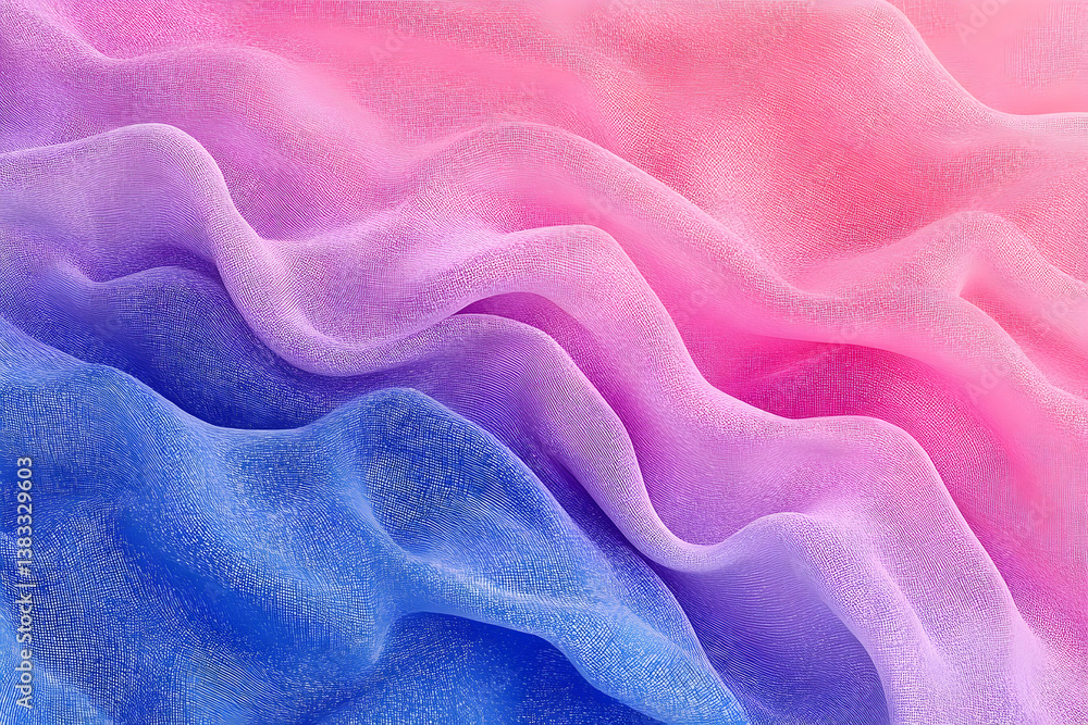 Obraz premium Wavy layers of soft and smooth fabric in bright color gradients