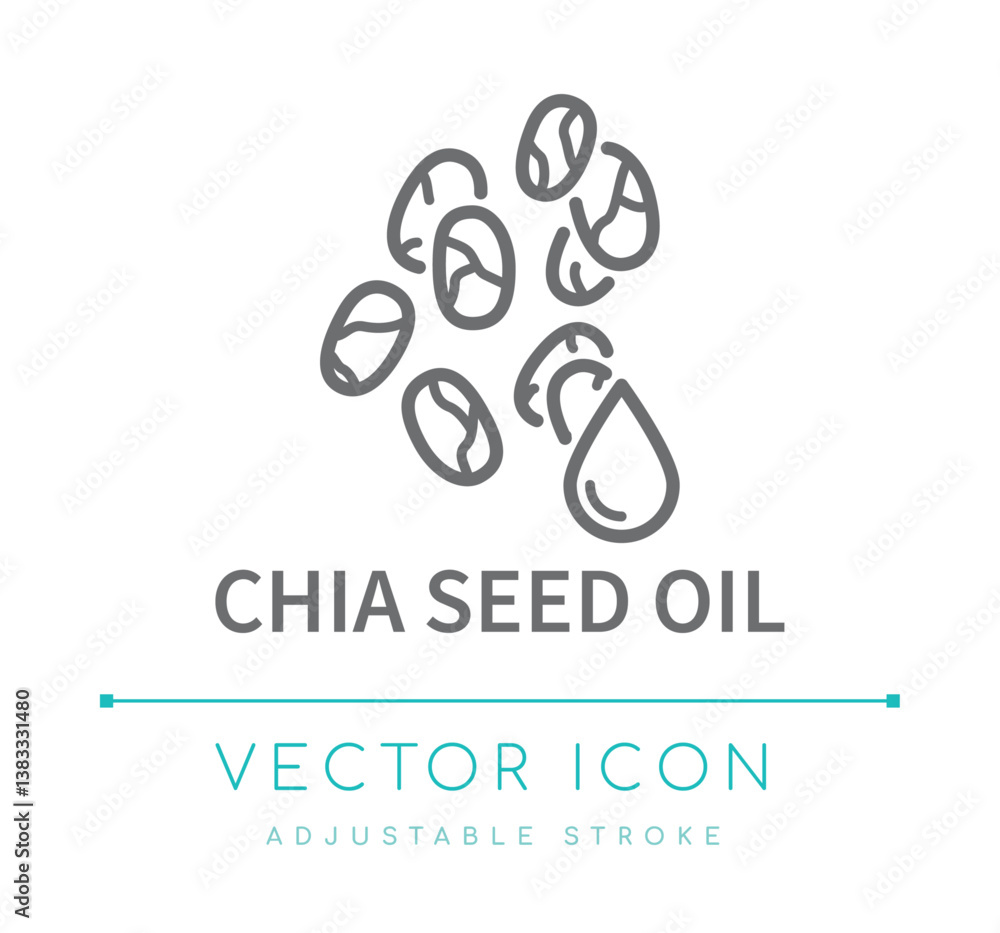 Chia Seed Oil Line Icon Chia Seed Oil Line Icon
