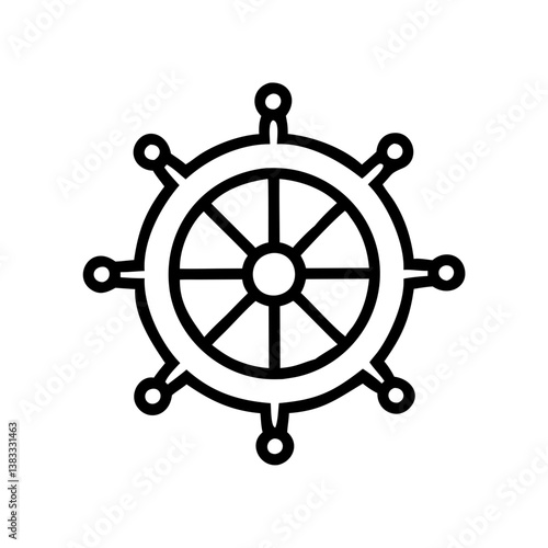 Dharma Wheel Icon Design in Minimalist Style  