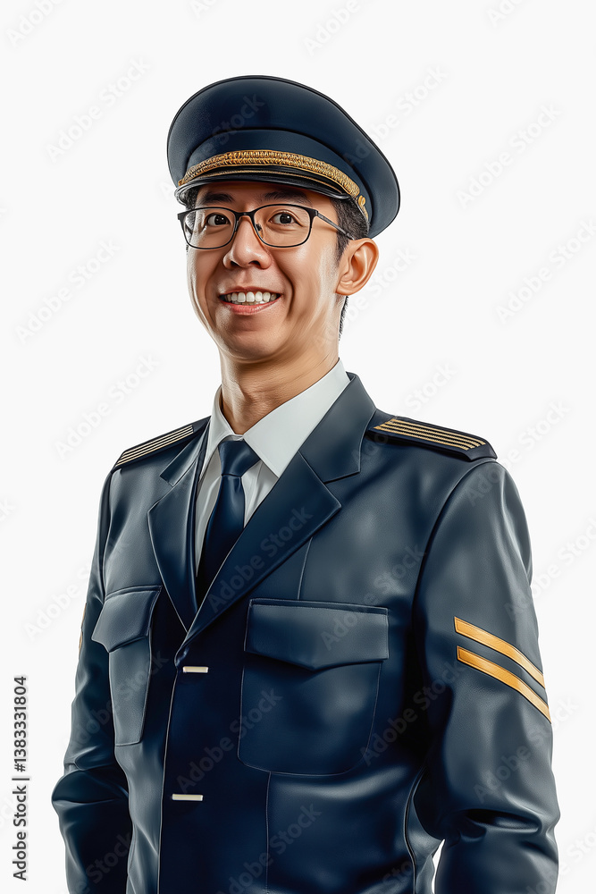 Smiling Asian Man, Uniform Portrait, White Background Smiling Asian Man, Uniform Portrait, White Background