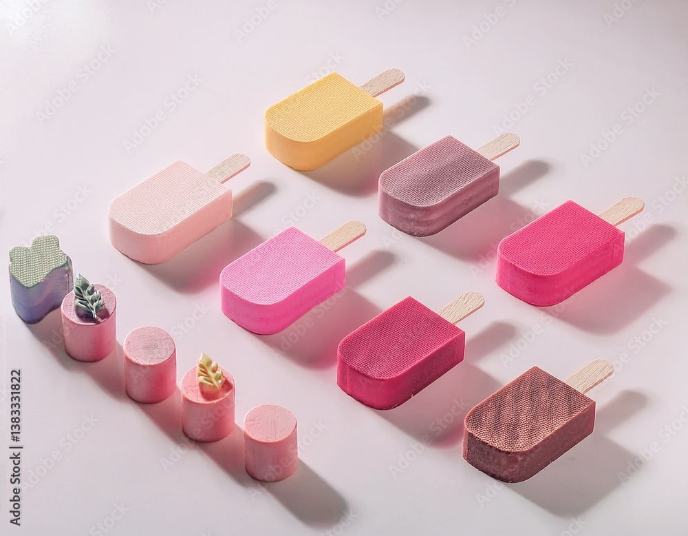 Generation Alpha food menu: A charming isometric of colorful Superfood Ice Cream icons on a white background. Generation Alpha food menu: A charming isometric of colorful Superfood Ice Cream icons on a white background.